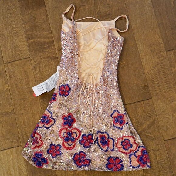 MAC DUGGAL Floral Sequin Cocktail Dress Style 5250 Size 4 - Picture 5 of 11